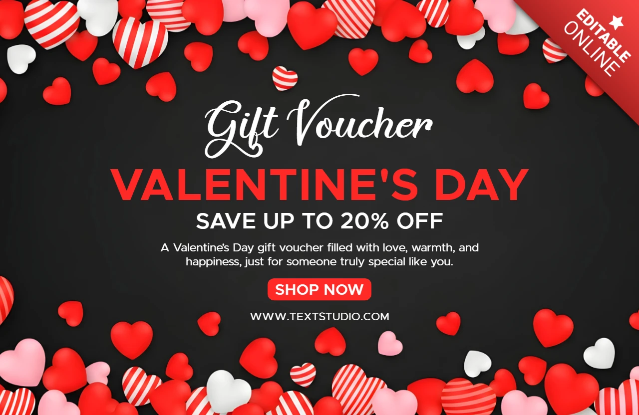 Geschenkgutschein-Vorlage zum Valentinstag mit Herzdesign für Werbezwecke