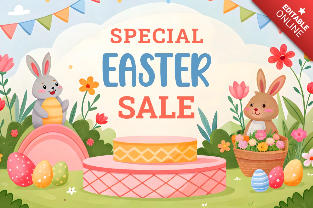 Whimsical Easter Sale Design Template for Festive Promotions