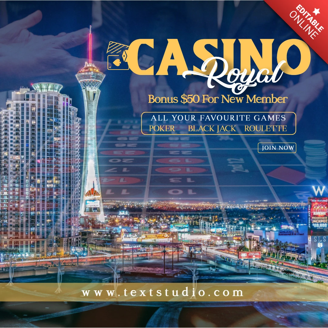 Casino royale üyelik sosyal medya şablonu tasarımı