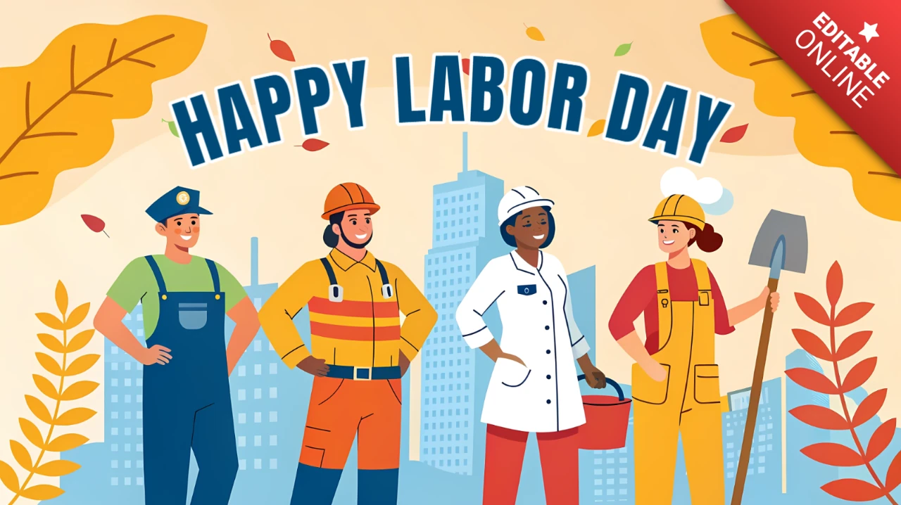 Modèle de dessin pour la célébration de la fête du travail - style bande dessinée colorée