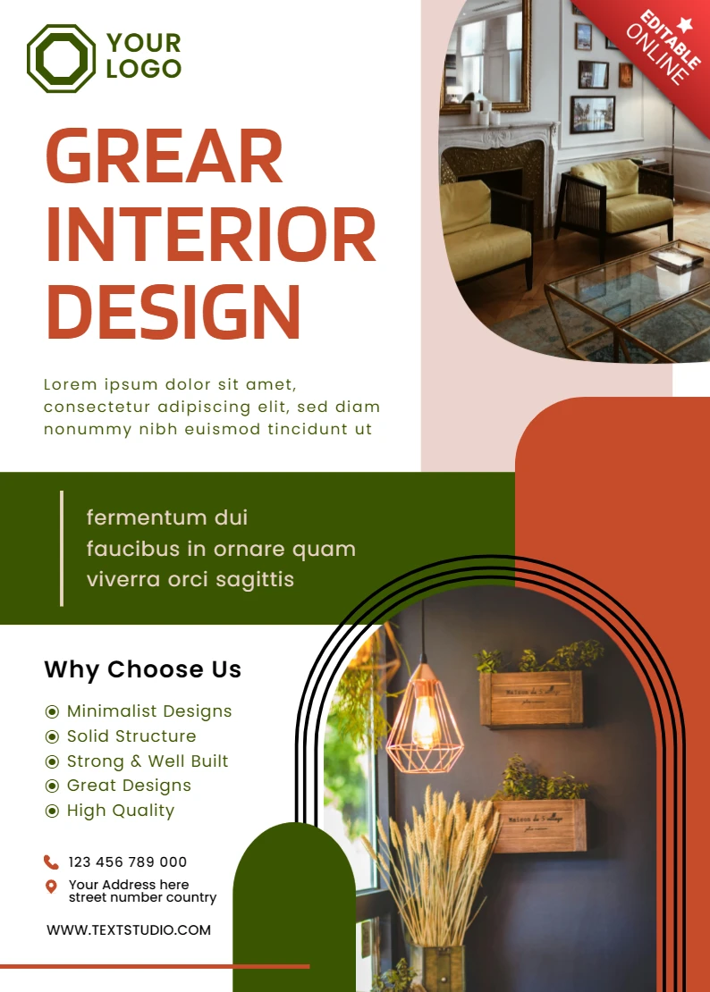 Modèle de design d'intérieur moderne pour brochure professionnelle