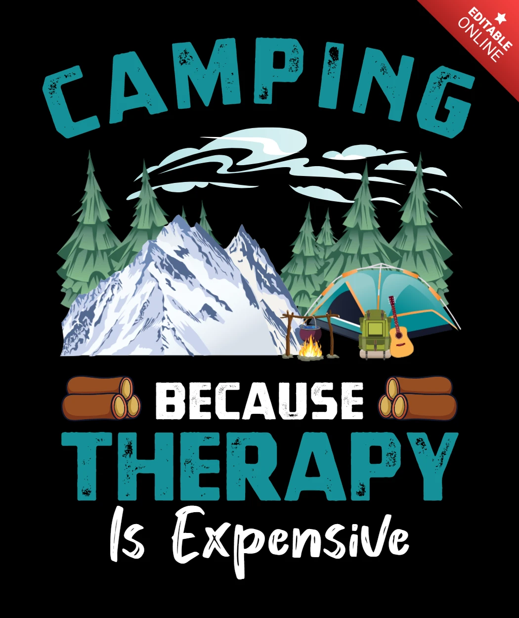 Modelo de design de camiseta de acampamento