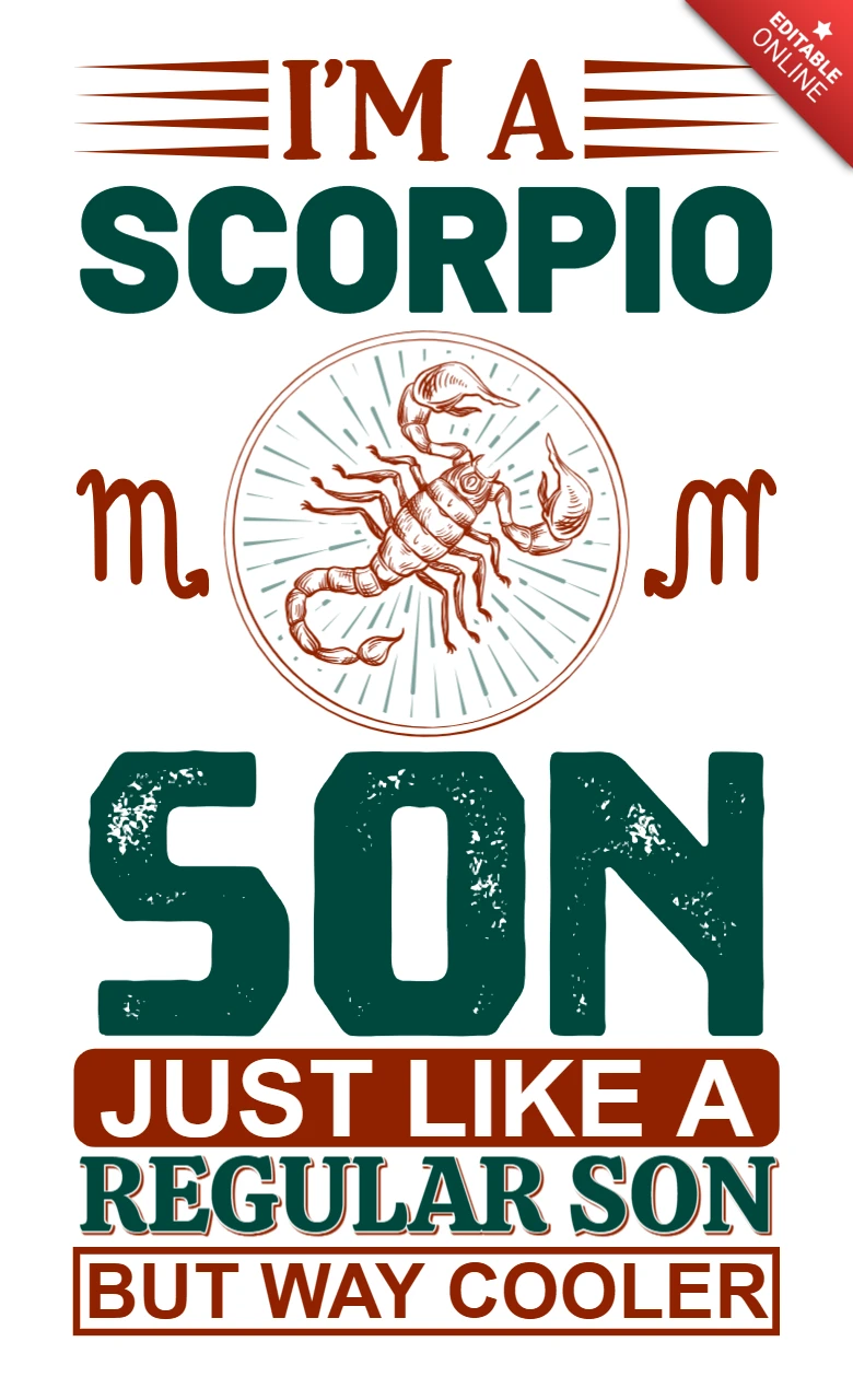 Scorpio son vintage typography design template for custom apparel