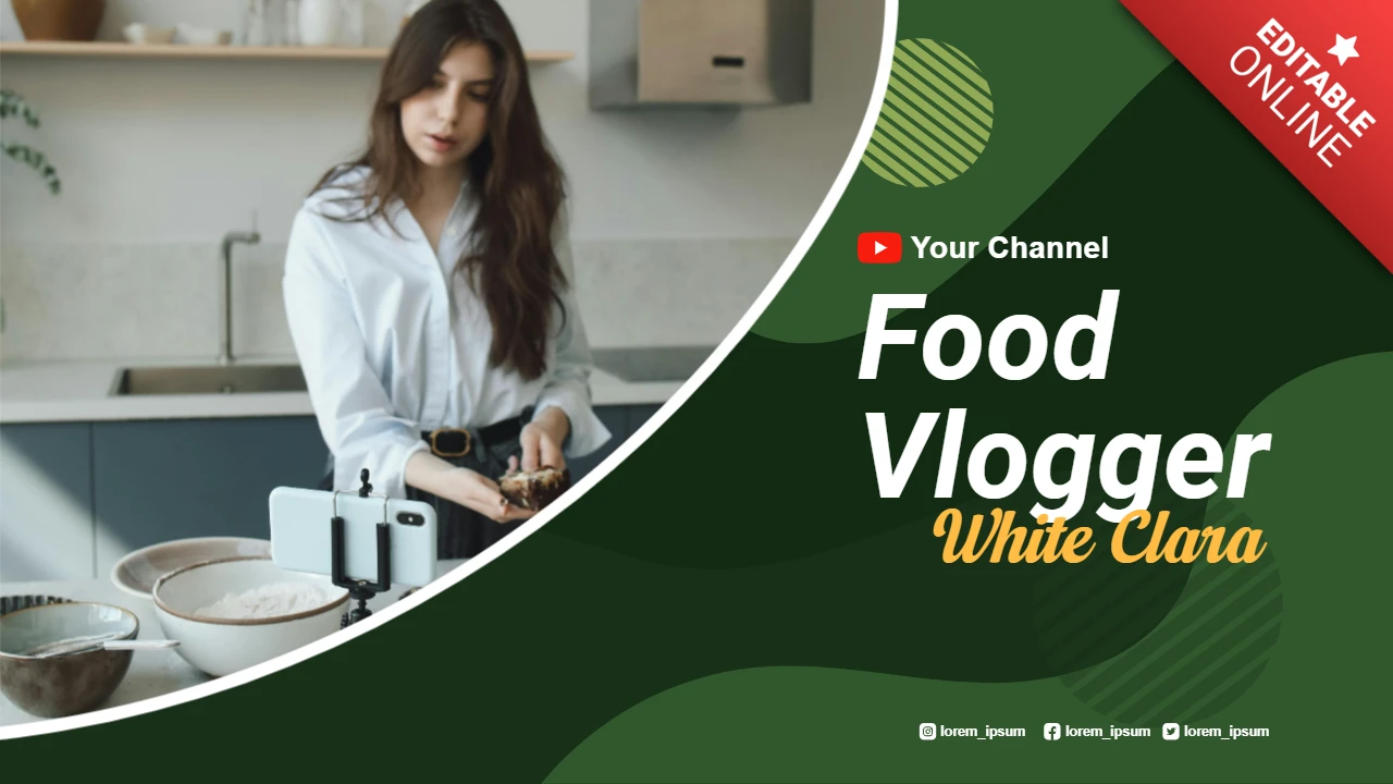 Food Vlogger YouTube Channel Thumbnail Post Design Template