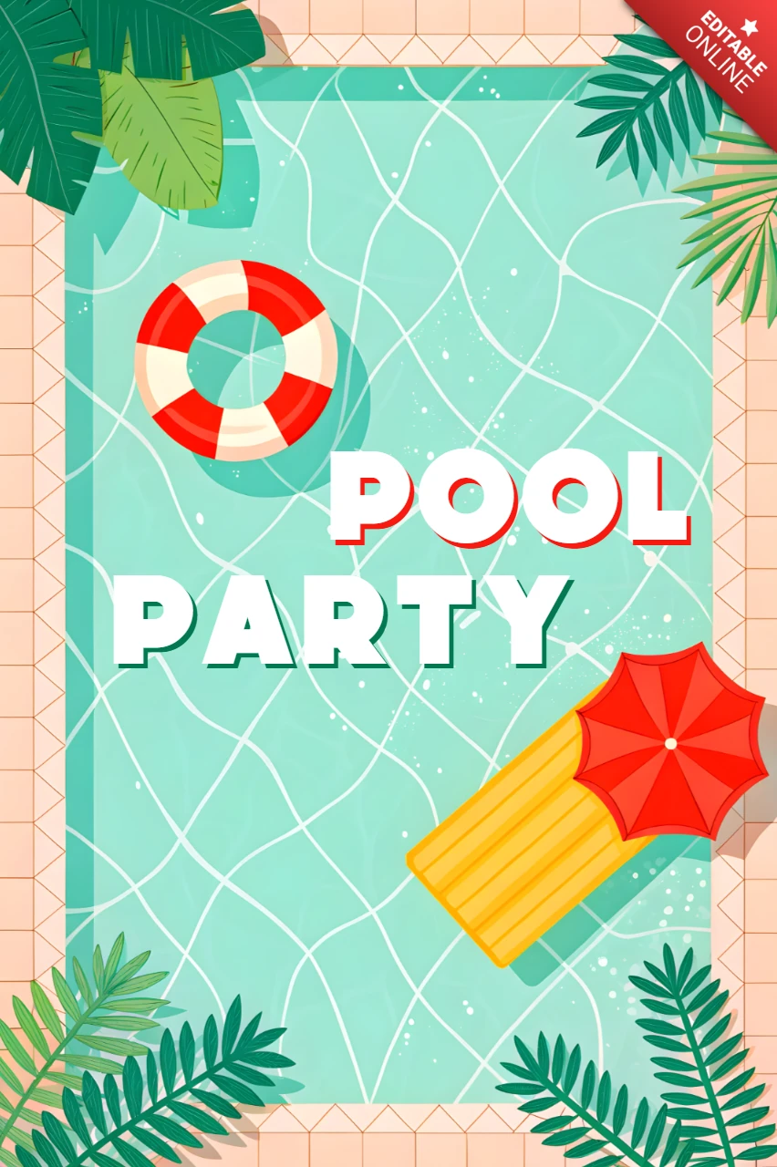 Vibrant Pool Party Design Template for Summer Event Invitations