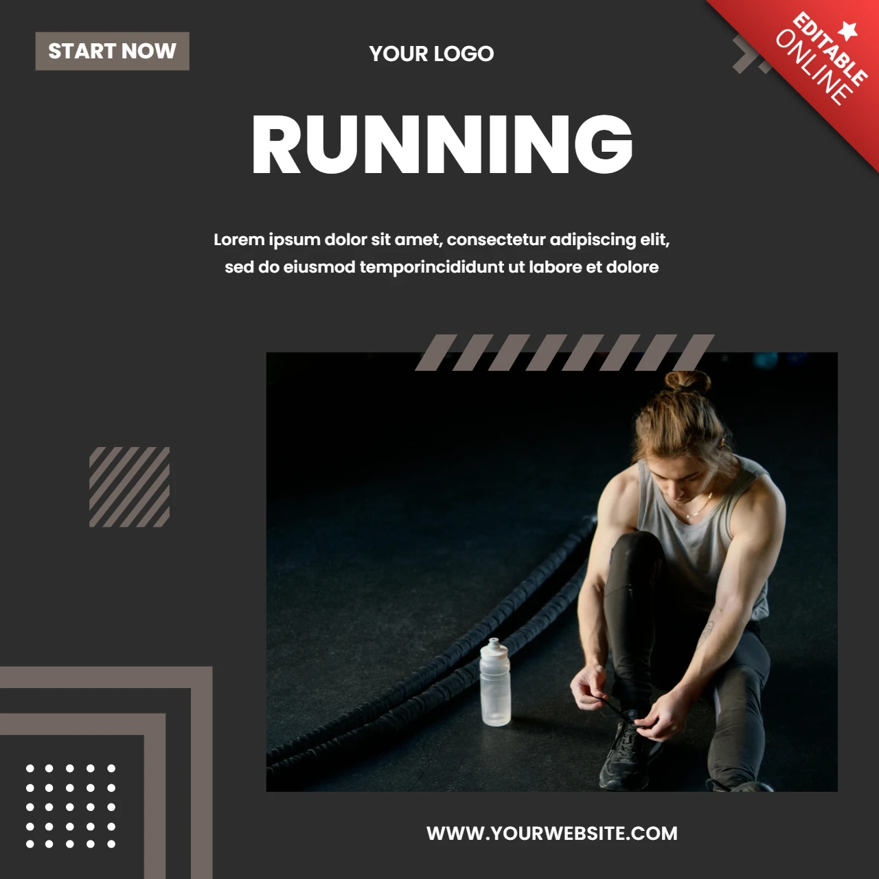 Running Gym Center Social Media Post Design Template