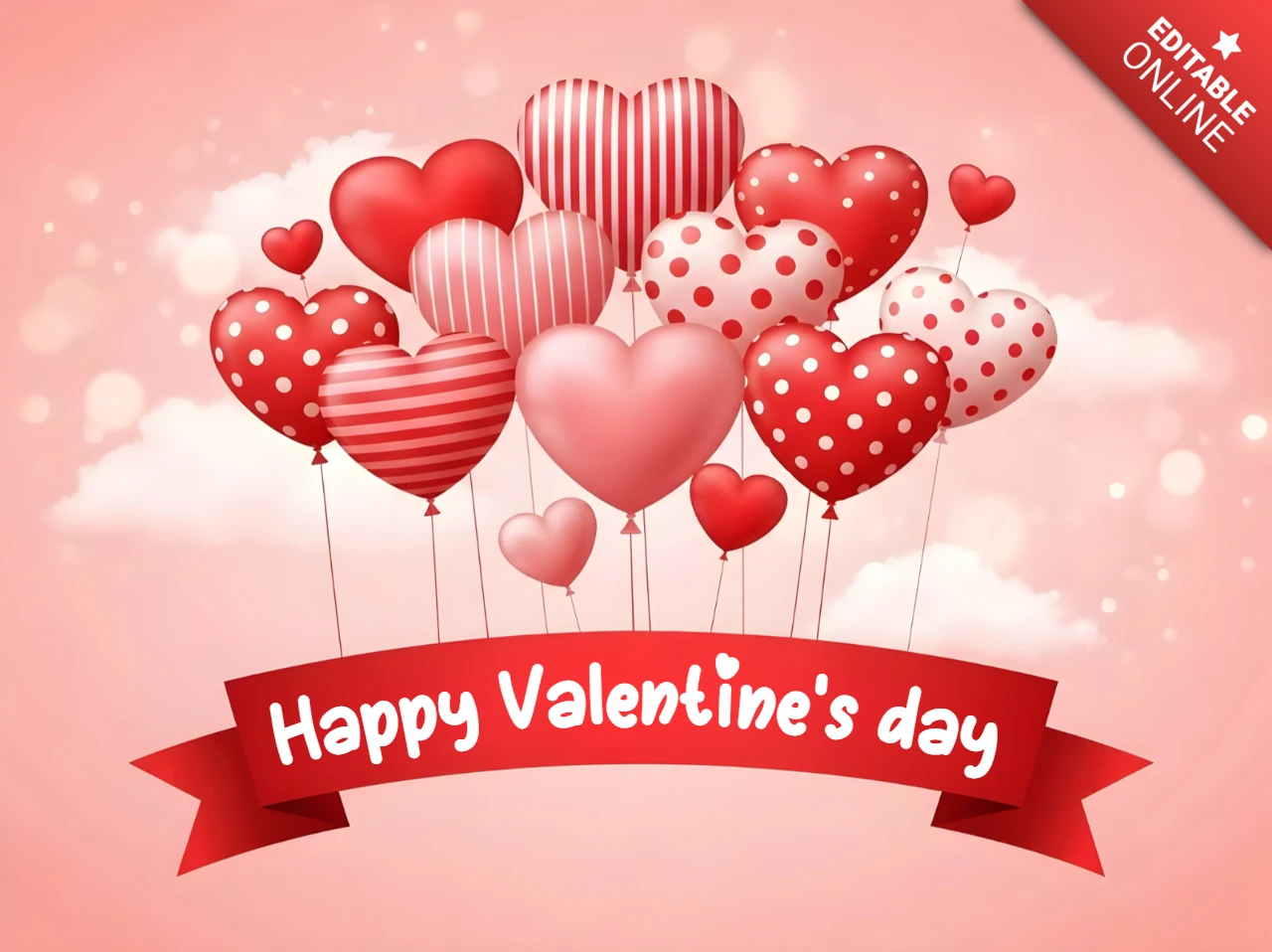Valentinstag Ballon-Designvorlage für Grußkarten