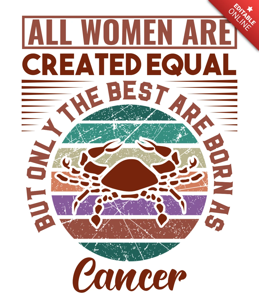 Retro-Inspired Women's Cancer Zodiac Design Template
