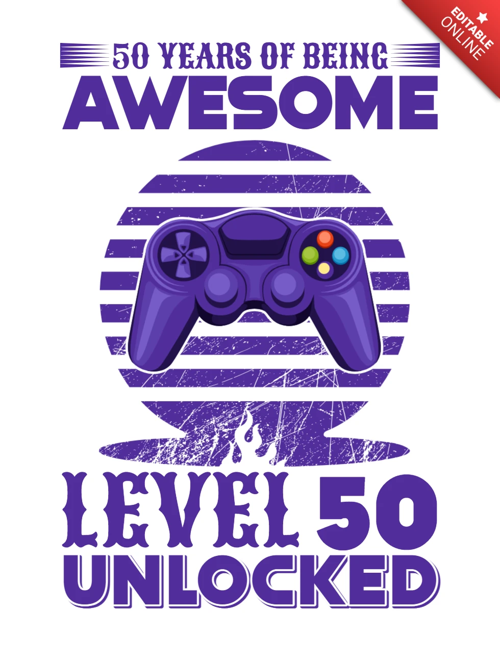 Retro Gaming Design Template: Level 50 Unlocked for 50 Years of Awesome