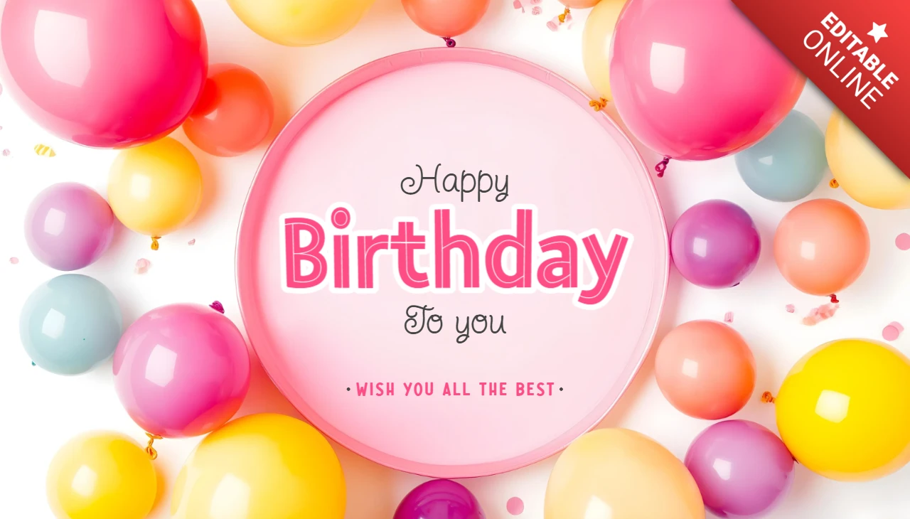 Colorful Balloons Birthday Card Design Template