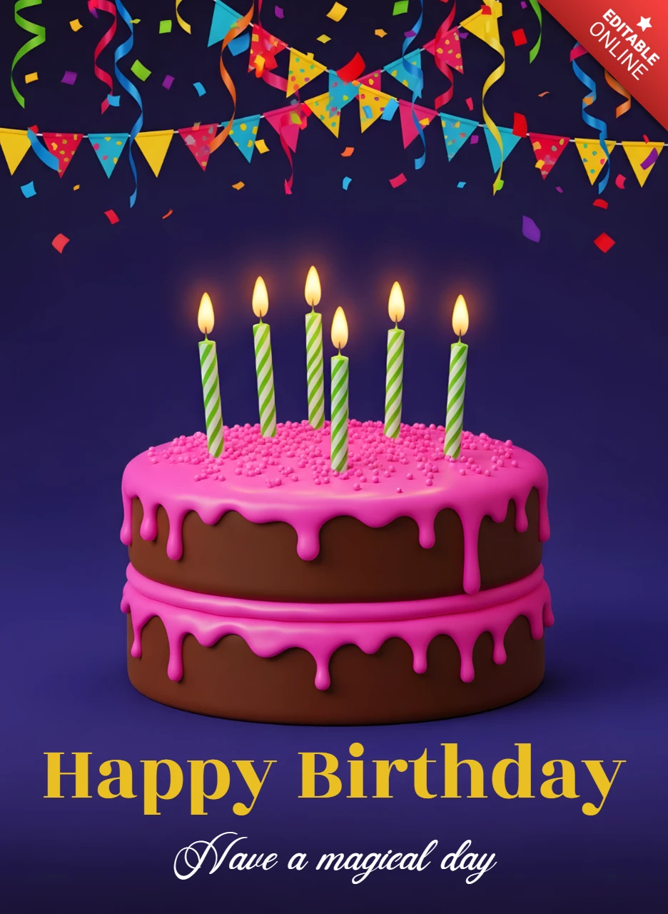 Template de design de bolo de aniversário colorido para convites de festa festiva