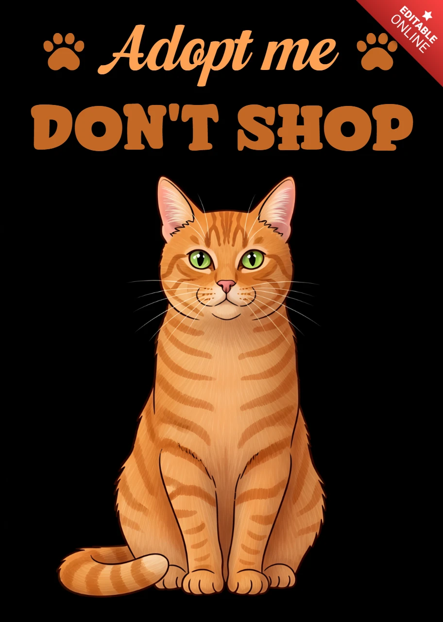 Katze Adoption Designvorlage für T-Shirt mit verspieltem Grafikstil