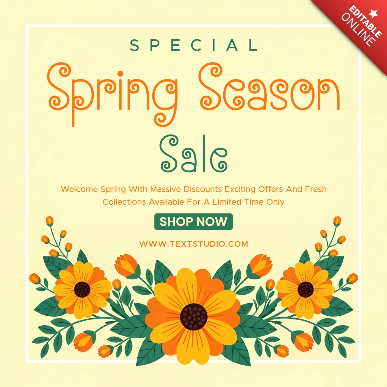 Frühling Blumenverkaufsdesignvorlage für Werbeflyer