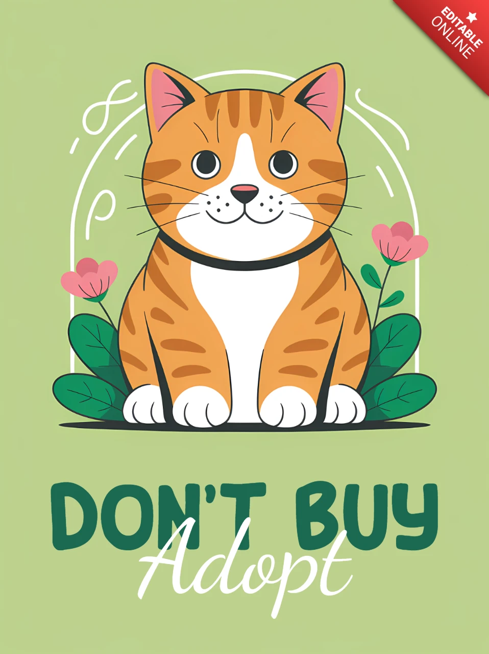 Template di design per l'adozione di gatti per poster e merchandise "adotta, non comprare"