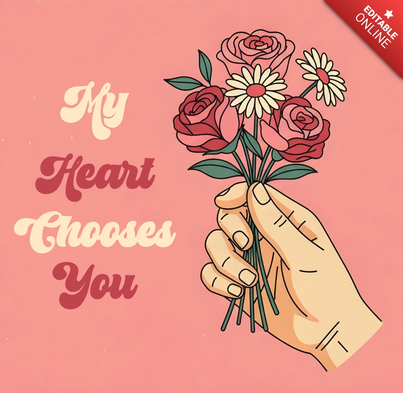 Design del template di illustrazione floreale vintage a mano per biglietti di auguri