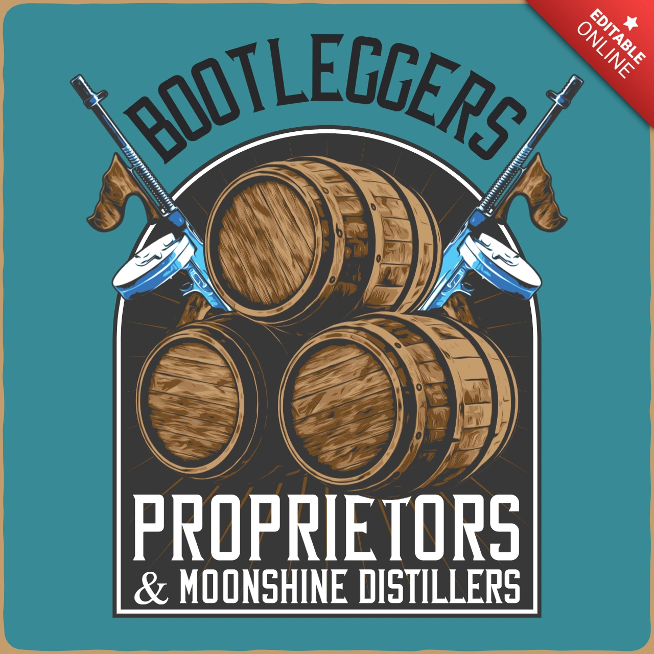 Barrels and Guns Moonshine Prohibition T-Shirt Design Template
