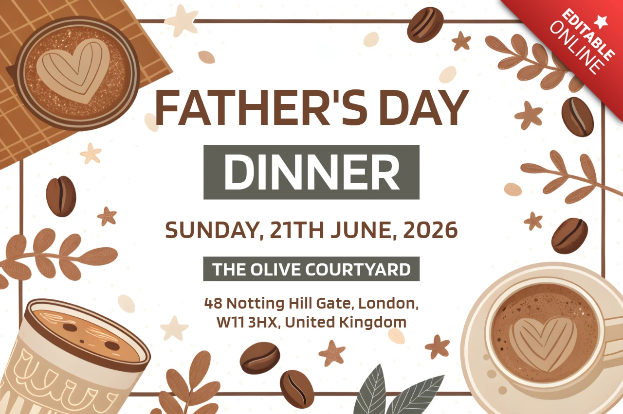 Editable Father's Day Dinner Invitation Template – Cozy Coffee Shop Design