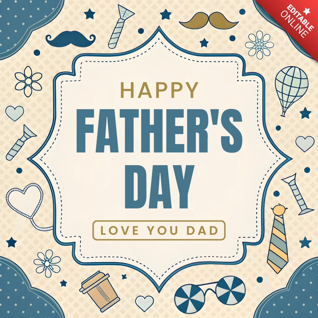 Vintage Father's Day Greeting Card Template Design