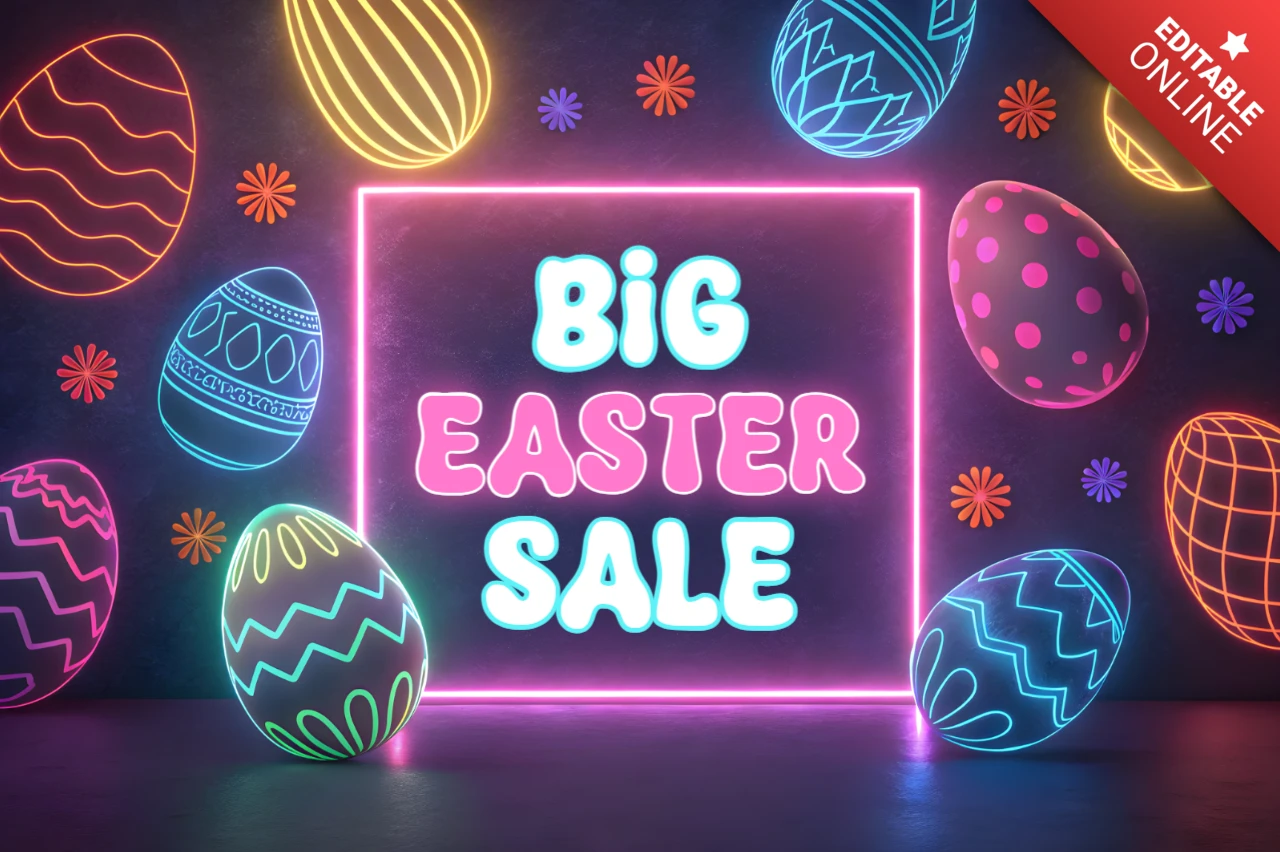 Neon Easter Sale Design Template for Festive Promotions