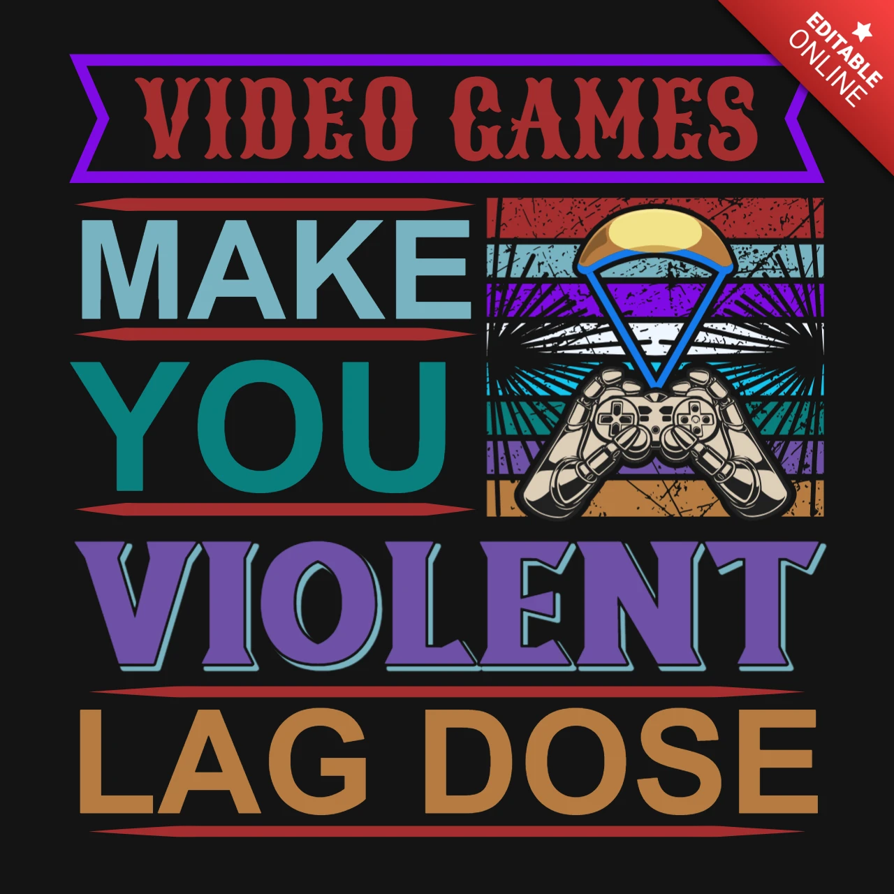 Les jeux vidéo rendent violent lag dose gaming citation t-shirt design template