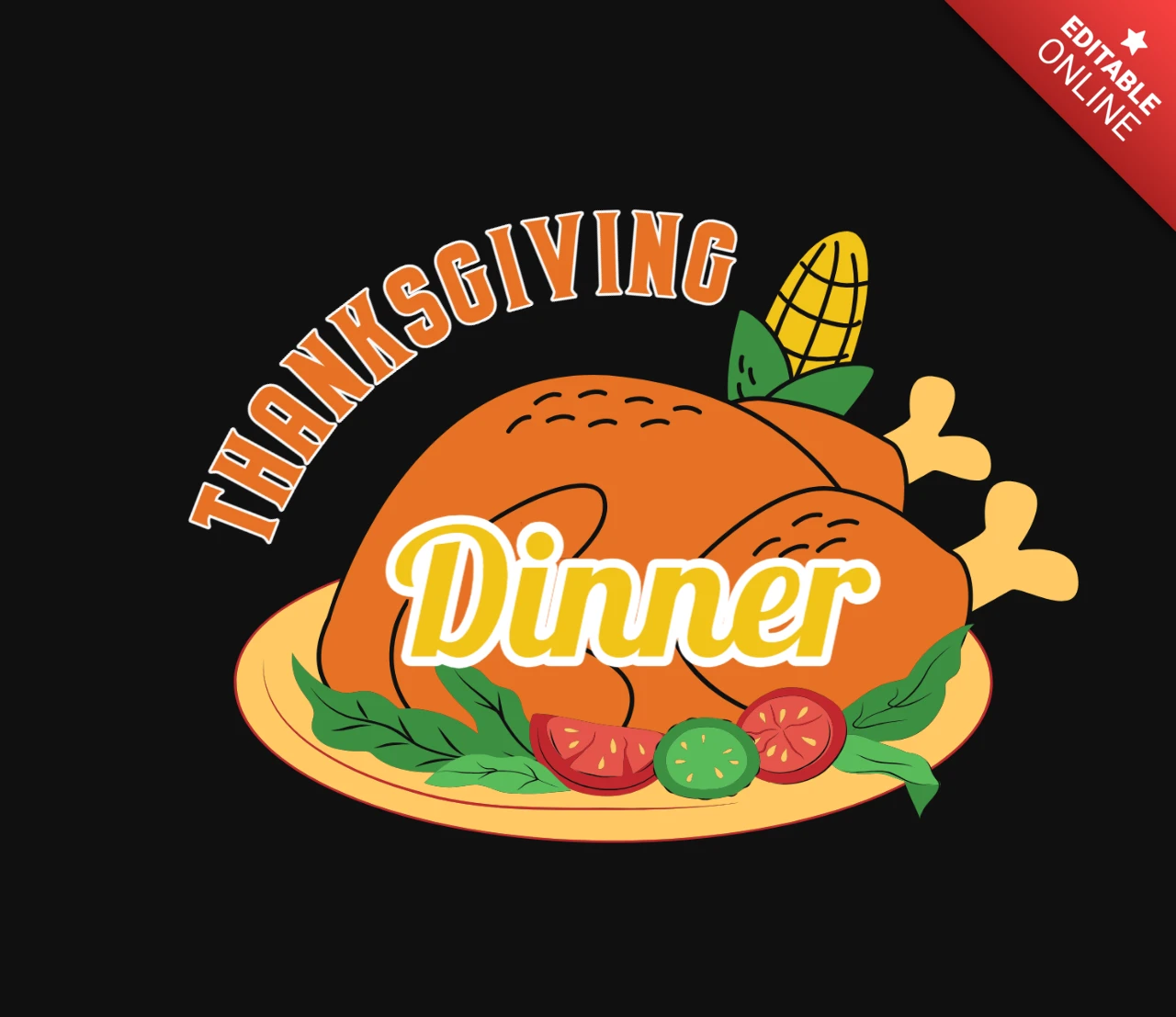 Thanksgiving Dinner T-Shirt Design Template