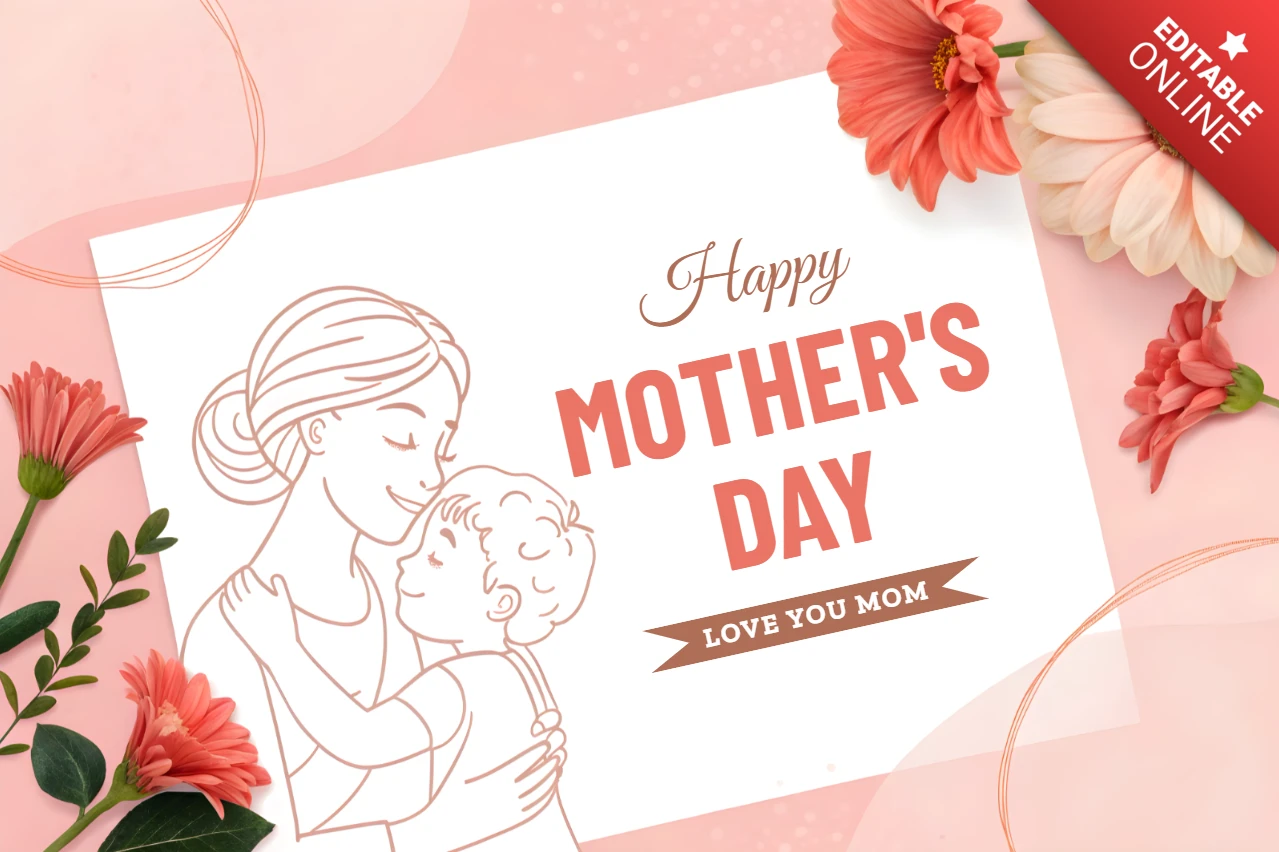 Charmante Muttertagskartenvorlage - florales Design für Liebe dich Mama