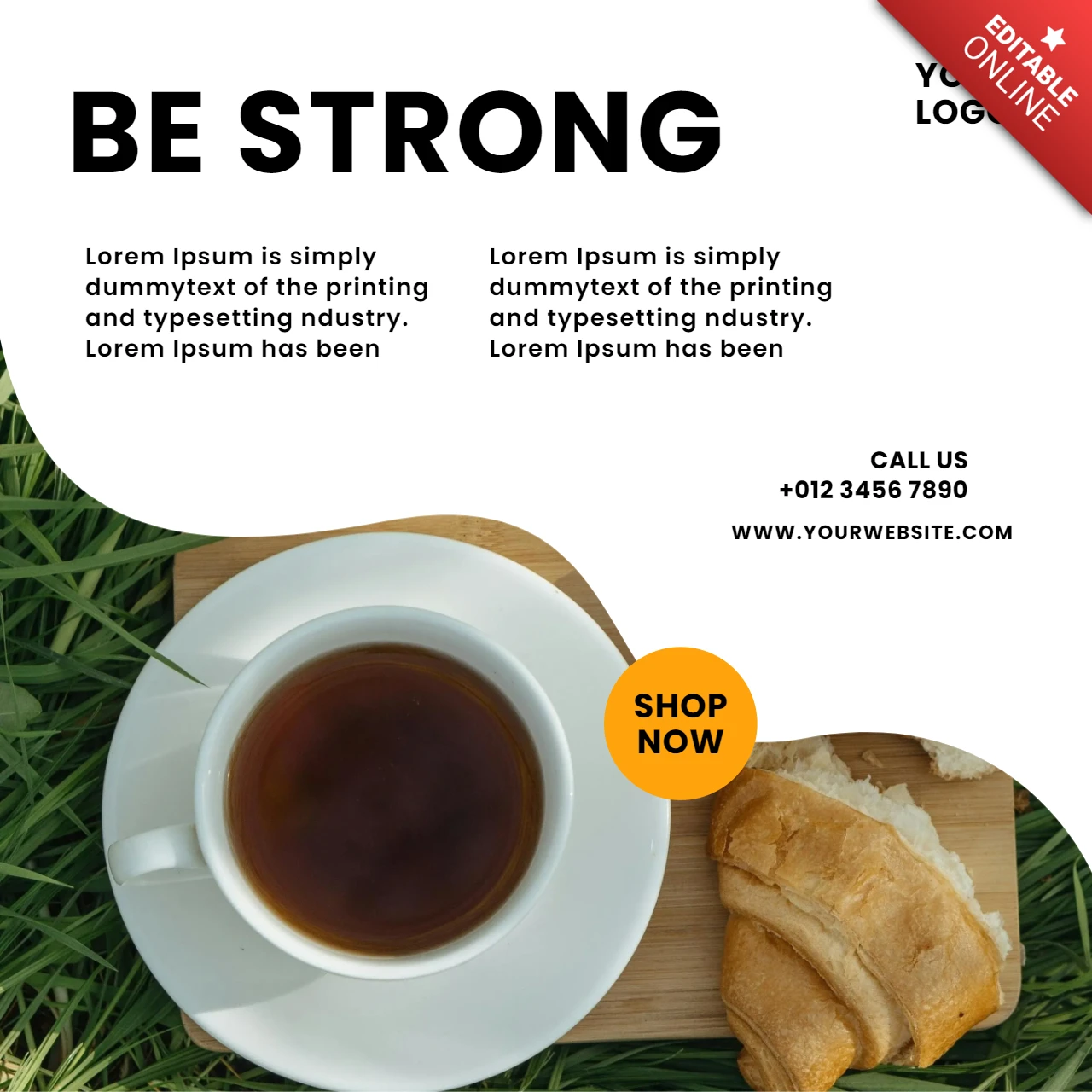 Sei stark kaffee soziale medien Plakat Vorlage