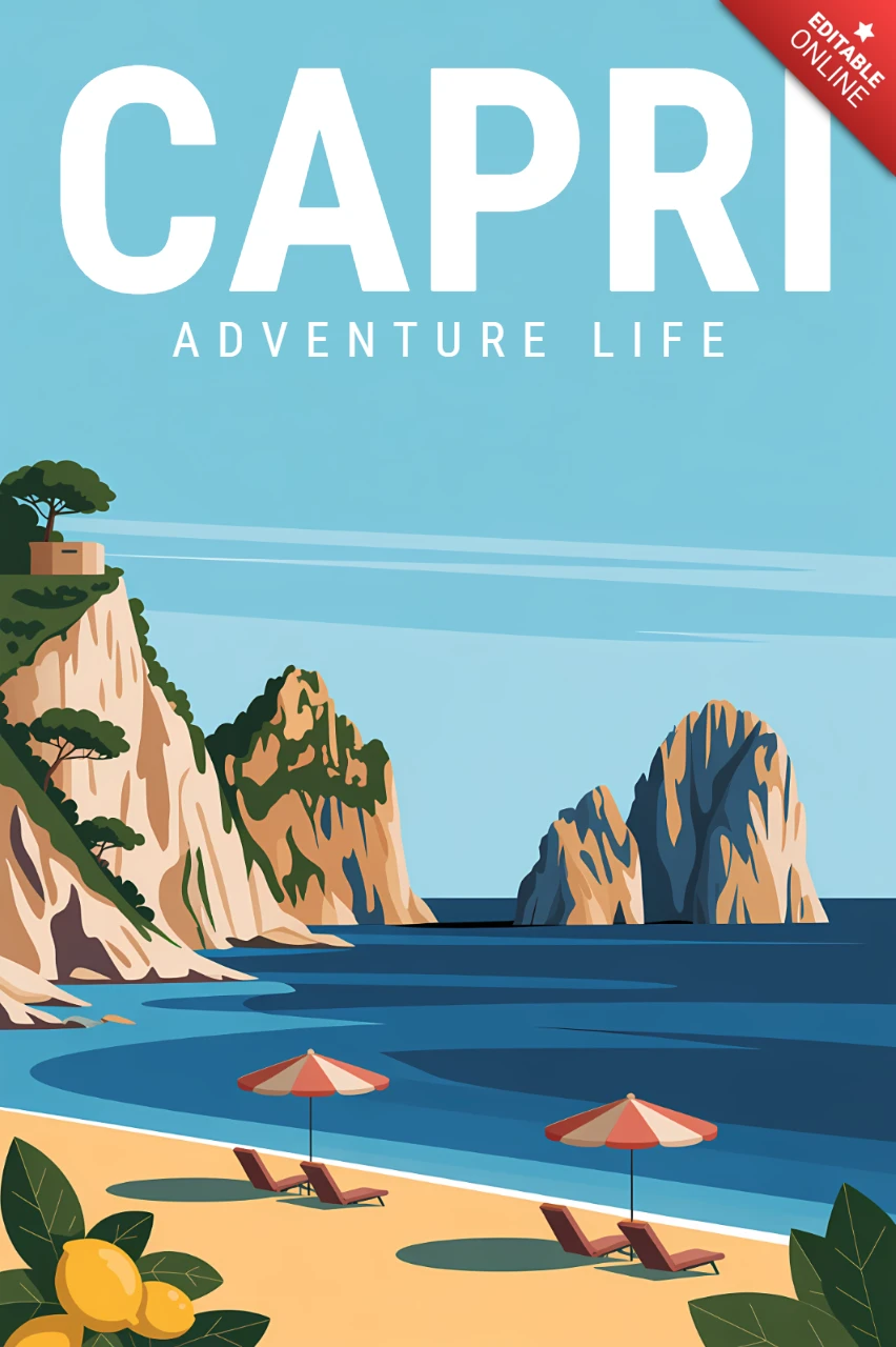 Capri Abenteuer Lebensdesign-Vorlage für Reiseposter