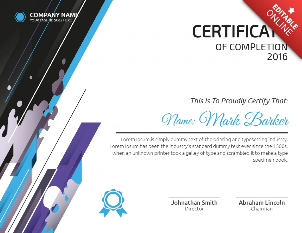 Abstract Modern Professional Corporate Certificate Post Design Template