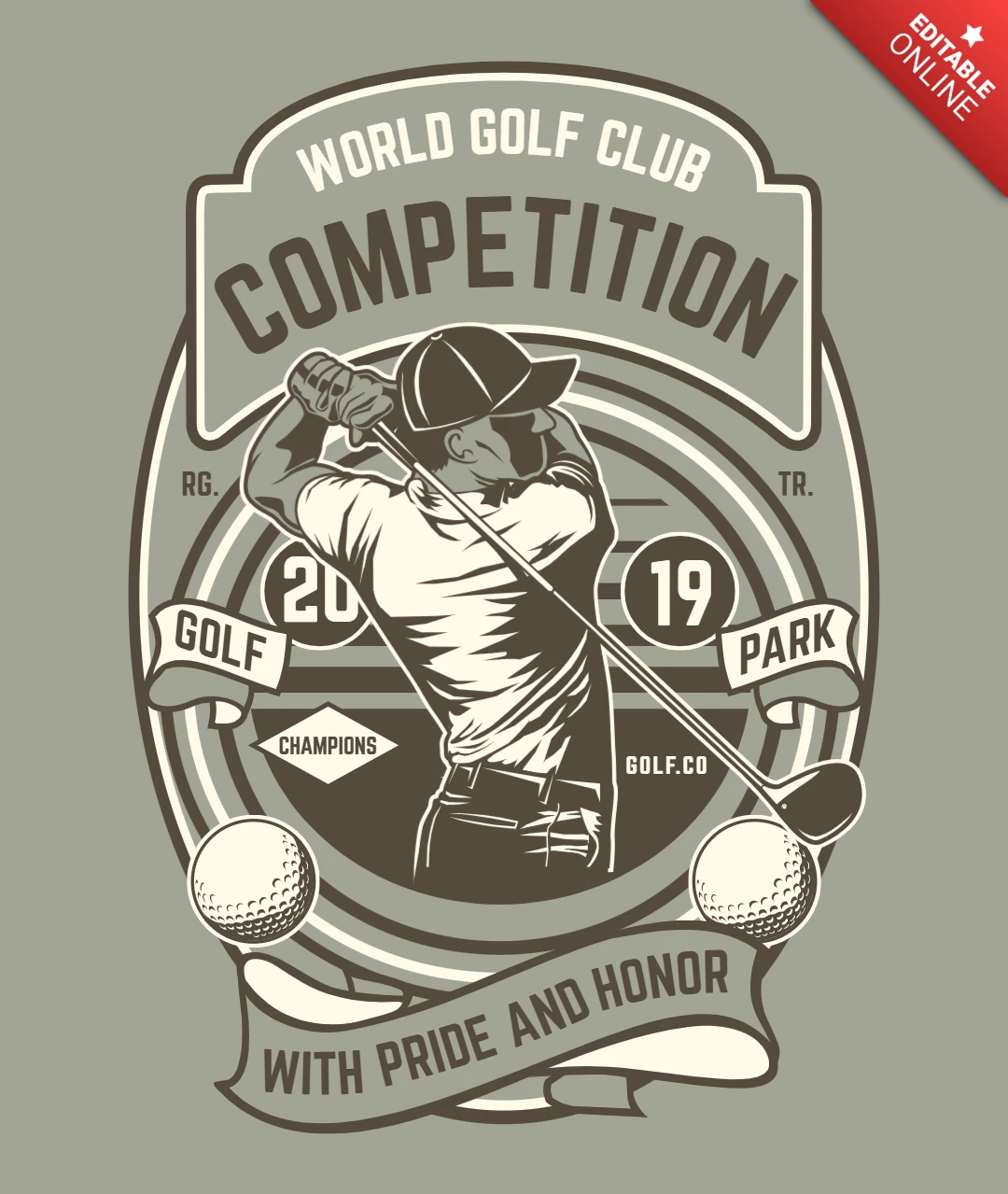 Golf World Competition Art Deco Display Design Template