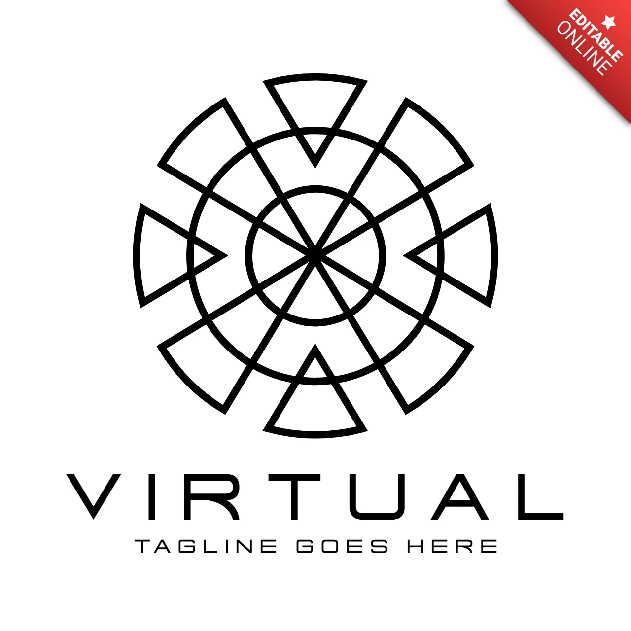 Modelo de design de logotipo virtual da letra v