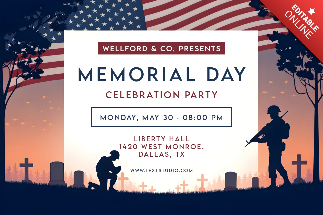 Patriotic Memorial Day Celebration Template | Editable Event Design