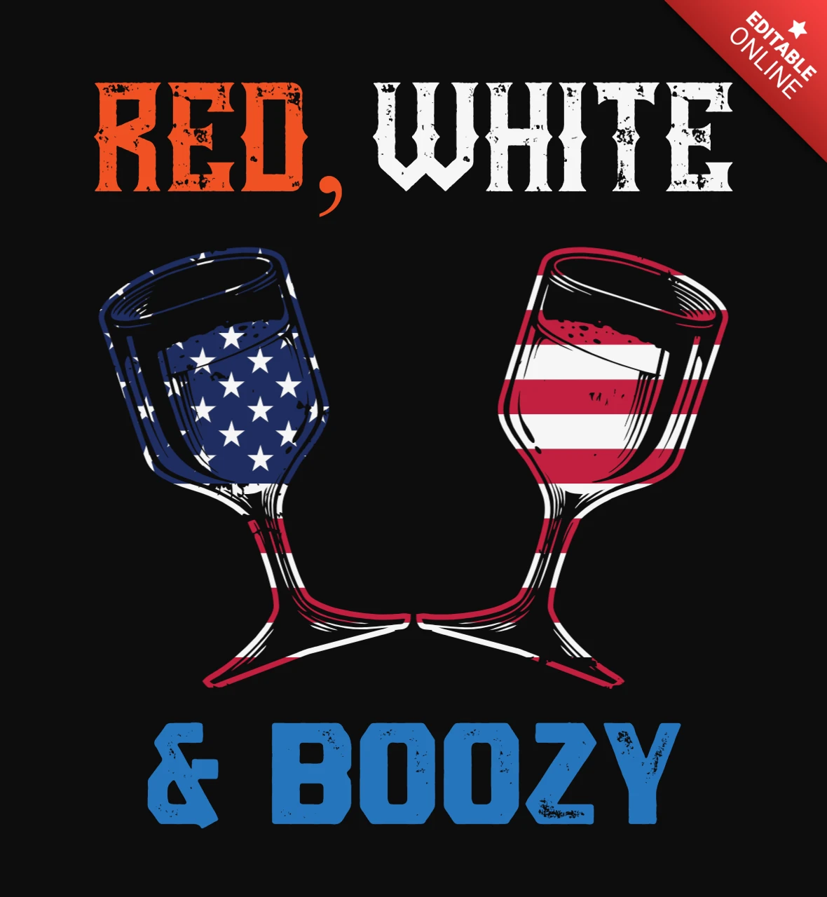 Rood, wit en dronken 4 juli t-shirt ontwerpsjabloon