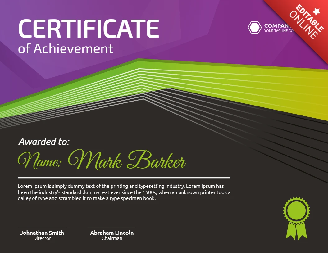 Ontwerpsjabloon voor modern certificaat van voltooiing