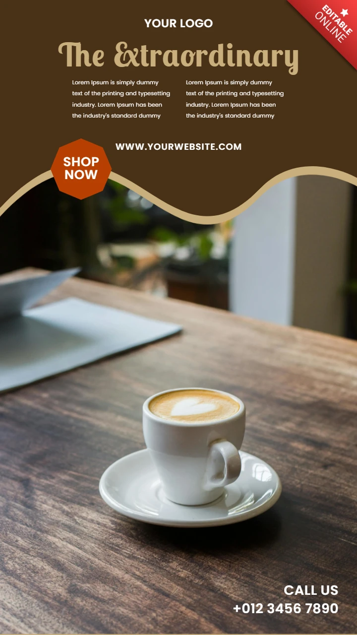 Extraordinaria plantilla de diseño de post de café para redes sociales