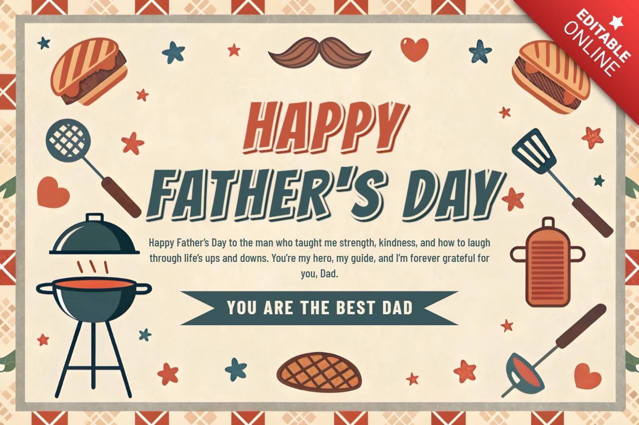 Vintage Father's Day Celebration Template - Editable Design for Heartfelt Messages