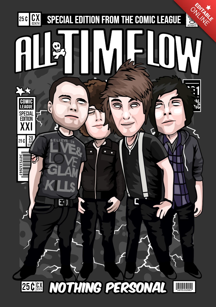 All time low plantilla de diseño de póster de personaje de dibujos animados