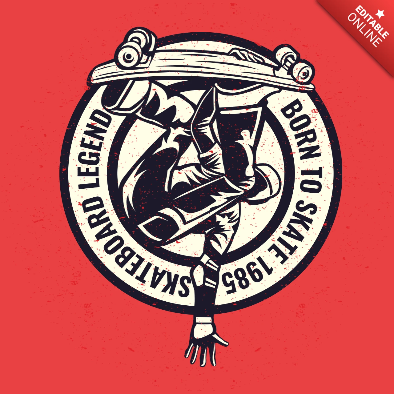 Modello di t-shirt vintage Skateboarder Legend