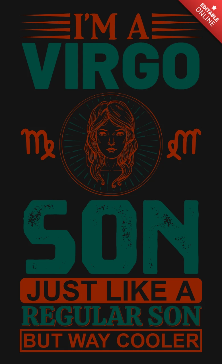 Vintage Virgo Son Quote Design Template for Customizable Apparel