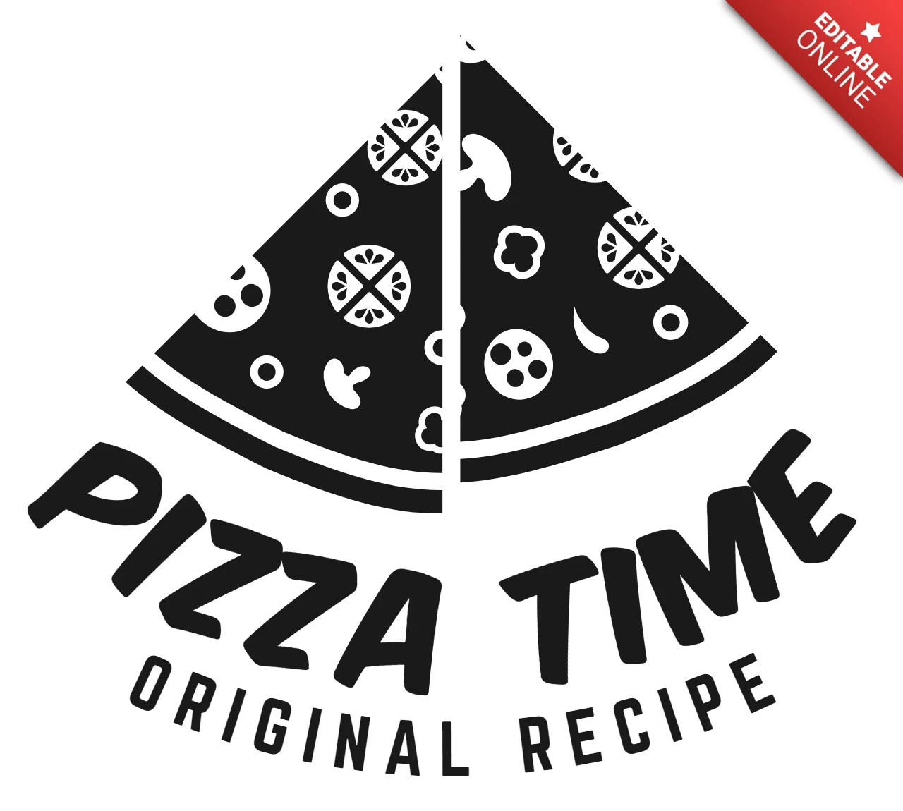 Pizza time original recipie logo design template