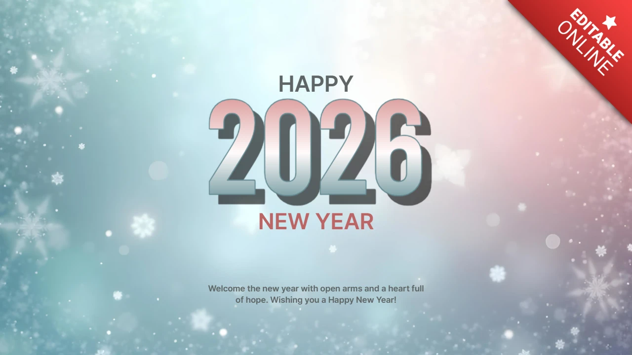 Snowflake Happy New Year 2026 Design Template