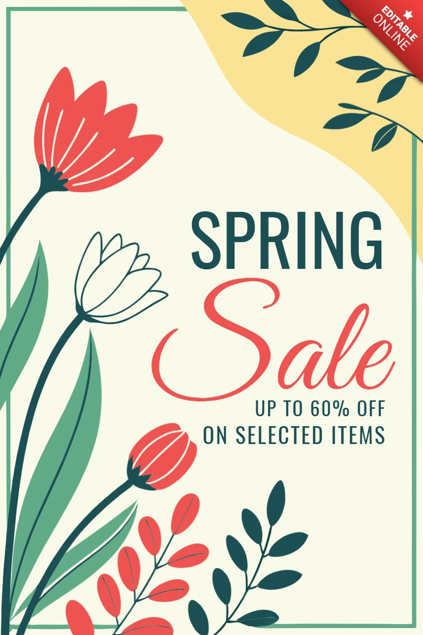 Modèle de conception de vente de fleurs de printemps - illustrations promotionnelles modifiables pour les remises saisonnières