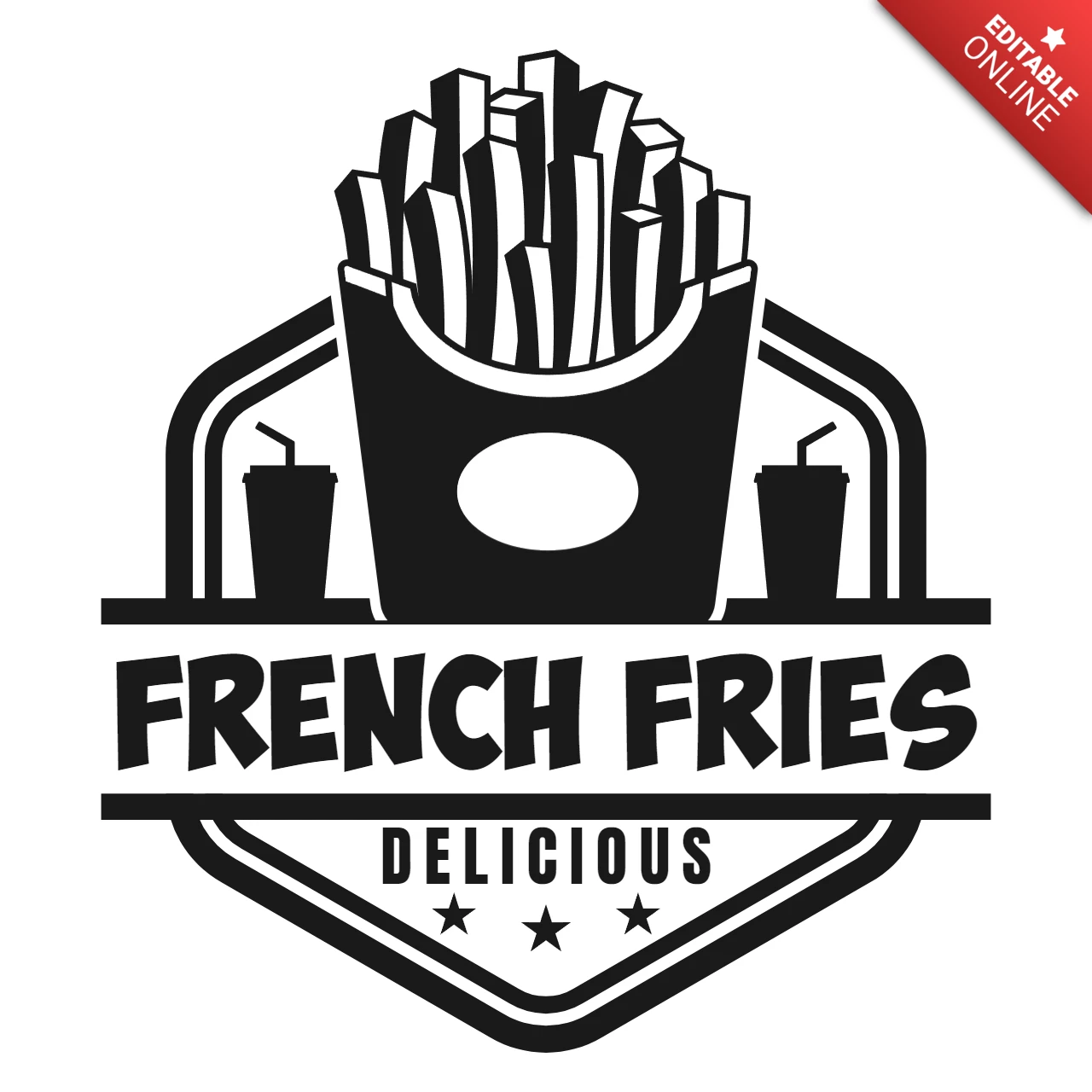 Modelo de design de logotipo de batatas fritas deliciosas