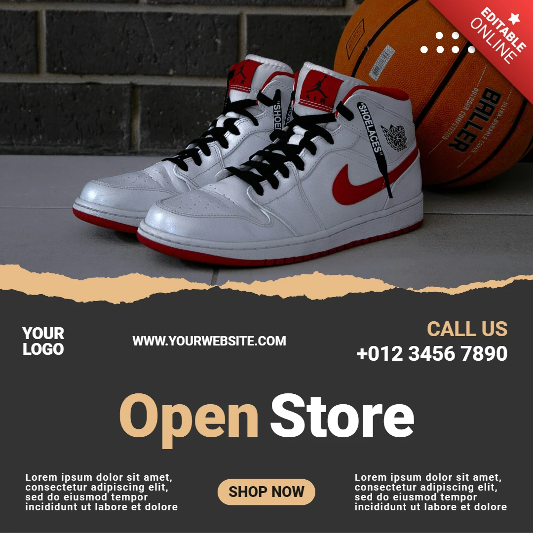 Otwarcie sklepu streetwearowego sneakersy instagram szablon projektu postu