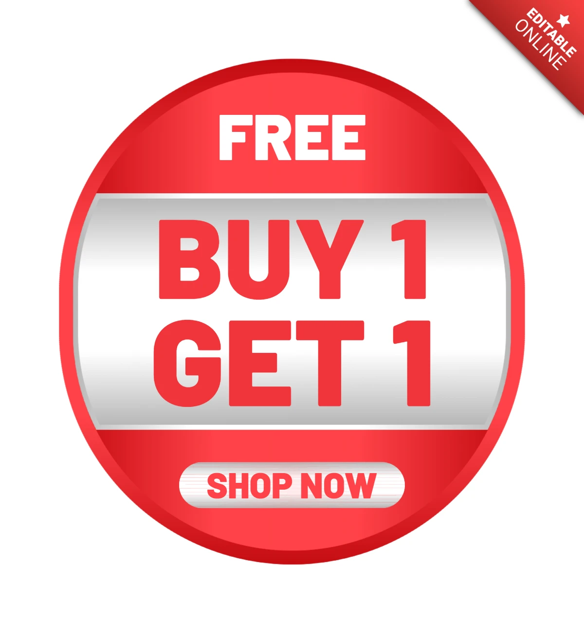 Round Red Discount Label Design Template