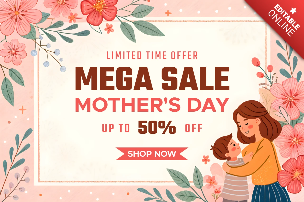 Floral Muttertag Verkauf Vorlage Design - editierbar Mega-Rabatt-Promotion