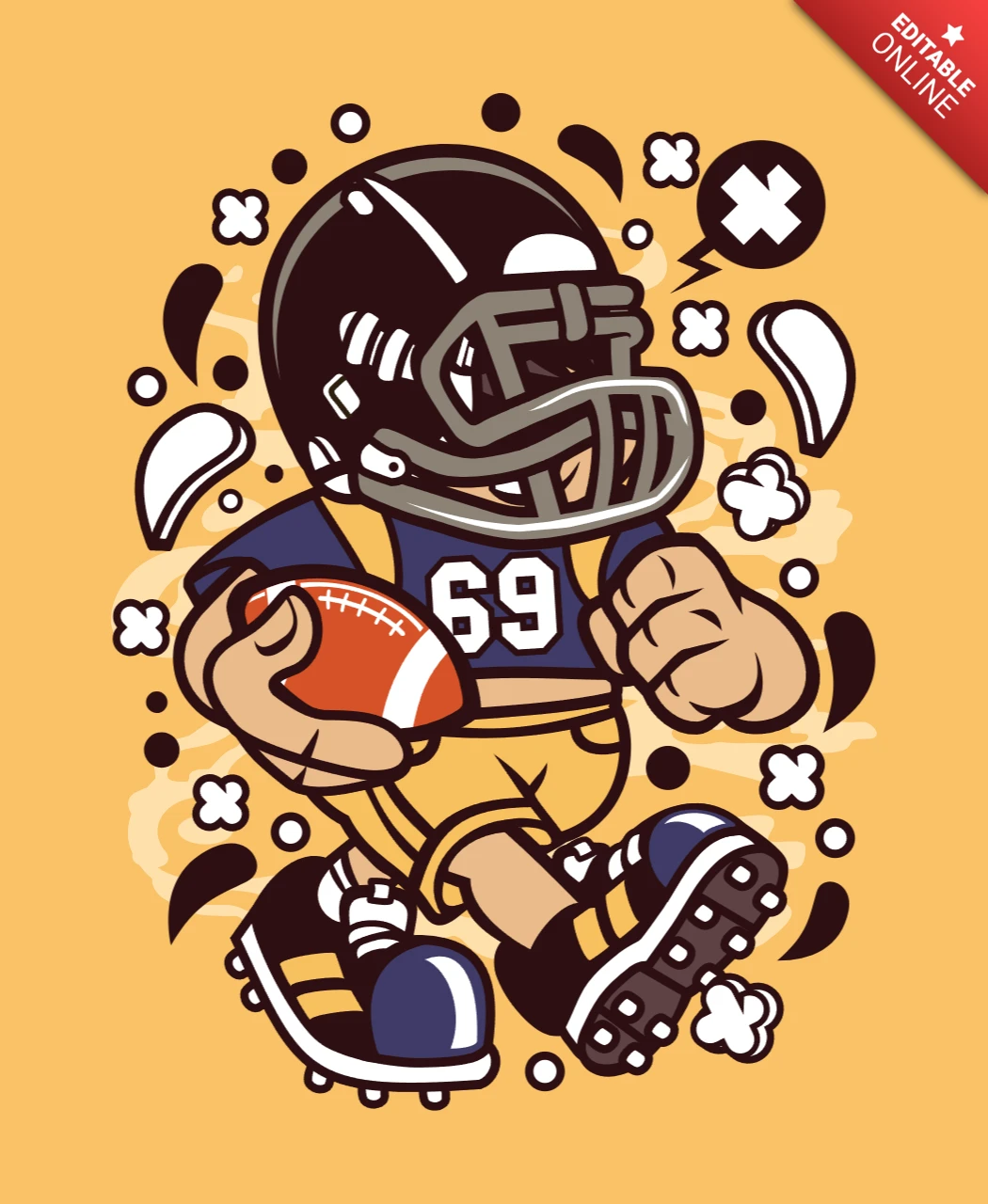 Football Kid Cartoon Character Design Template