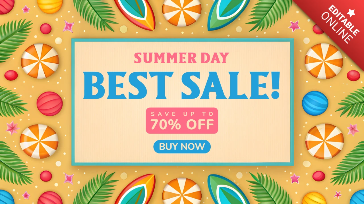 Summer Day Sale Design Template - Vibrant Tropical Style for Eye-Catching Promotions