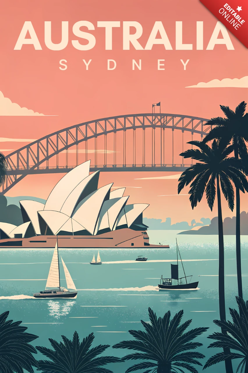 Retro Australien Sydney Designvorlage für Reiseposter