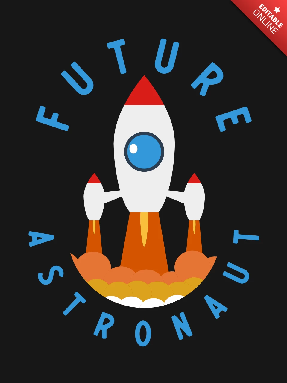 Future Astronaut Rocket T-shirt Template Design